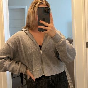 Aritizia TNA Boxy Waffle Thermal Zip Hoodie